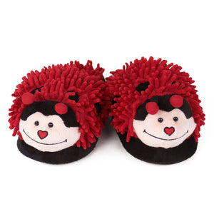 Fuzzy Ladybug Slippers View of Pair