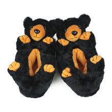 Black bear slippers view of pair