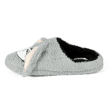 Gray Bugs Bunny slipper seen from the side on a white background