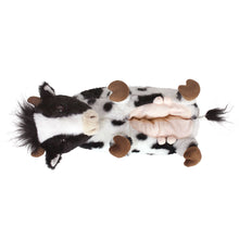 Plush cow slipper top view