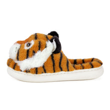 Plush Fuzzy Tiger Slipper, side view.