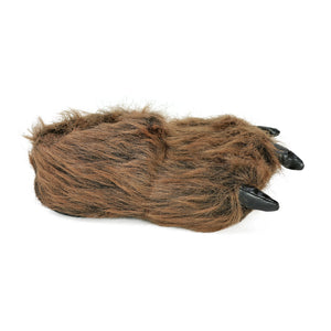 Kids Grizzly Bear Paw Slipper seen from the side on a white background
