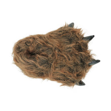 Kids Grizzly Bear Paw Slipper seen from the top on a white background