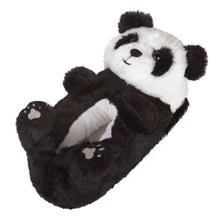 Plush Panda Bear Slipper with black and white plush, ears, smiling faces, and four paws.