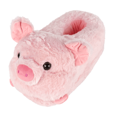 Pink pig-shaped slipper on a white background