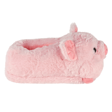 Pink pig-shaped slipper, seen from the side, on a white background