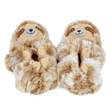 Pair of plush sloth slippers