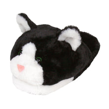 Everberry Black and White Kitty Slippers 3/4 View 
