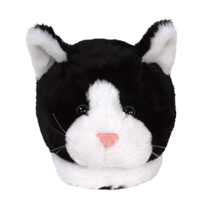 Everberry Black and White Kitty Slippers Front View 