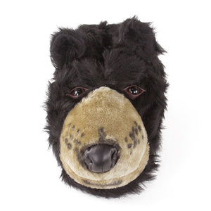 Black Bear Head Slippers Front View