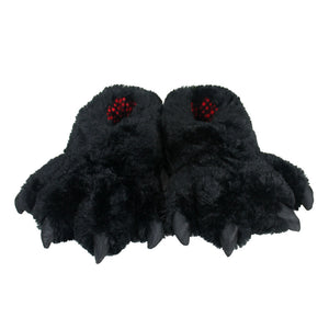 Black Bear Paw Slippers View of Pair