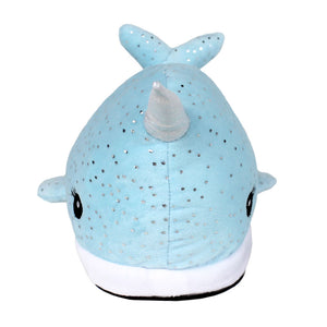 Blue Narwhal Slippers Front View