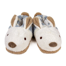 Blue Stripe Bunny Slippers View of Pair
