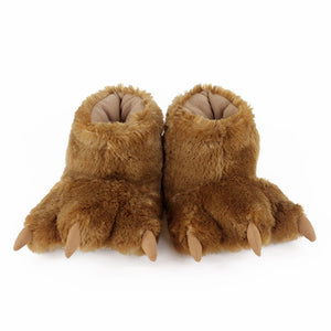 Brown Bear Paw Slippers View of Pair