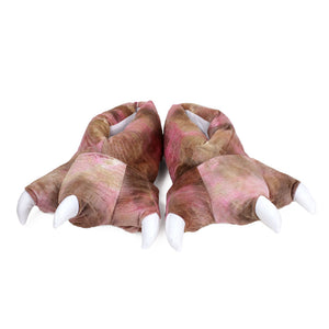 Brown Dinosaur Claw Slippers View of Pair