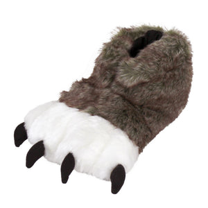 Brown Wolf Paw Slippers 3/4 View