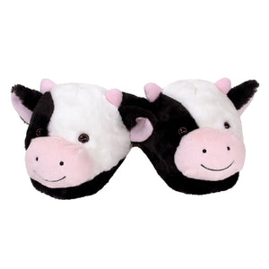 Everberry Fuzzy Cow Slippers View of Pair