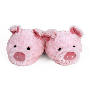 Everberry Fuzzy Pig Slippers View of Pair