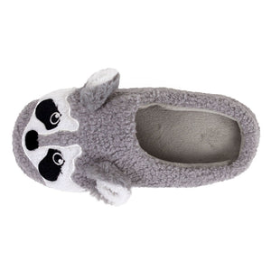 Gray Raccoon Slippers Top View