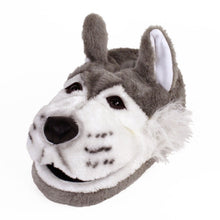 Gray Wolf Head Slippers 3/4 View 