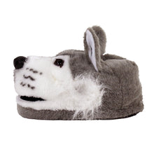 Gray Wolf Head Slippers Side View 