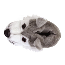 Gray Wolf Head Slippers Top View 