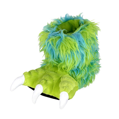 Kids Green Monster Claw Slippers 3/4 View