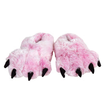Kids Pink Tiger Paw Slippers View of Pair