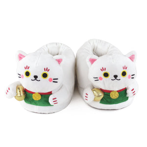 Maneki Neko Lucky Cat Slippers View of Pair