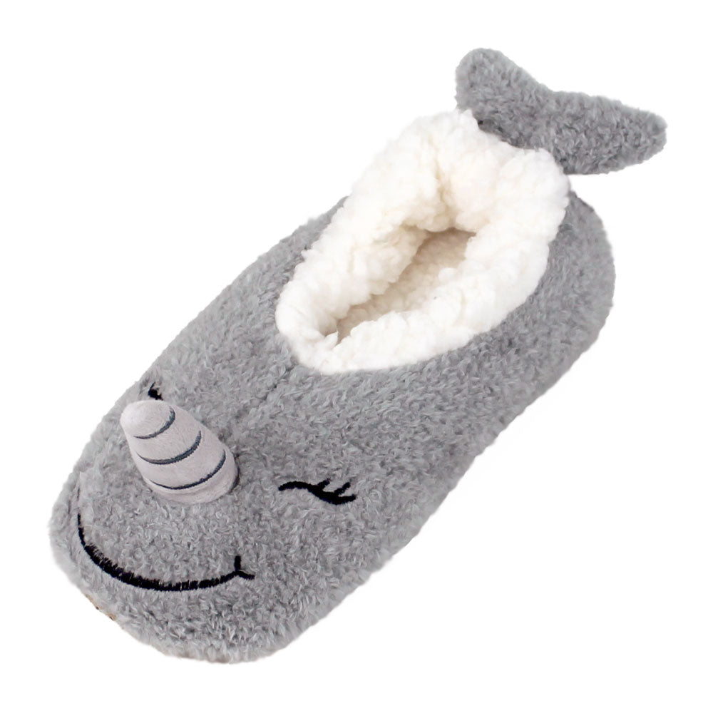 Narwhal Sock Slippers 3/4 View