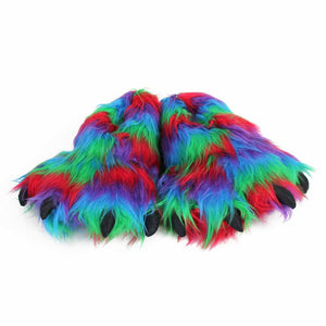 Rainbow Paw Slippers View of Pair