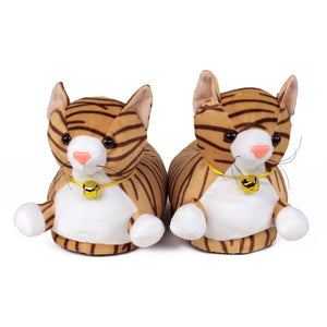 Tabby Cat Slippers View of Pair